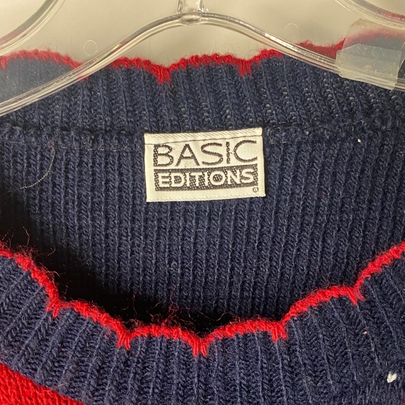 Basic Editions Red and Blue Cat Sweater Women’s Size Medium/ Large - 1319 - Picture 5 of 6